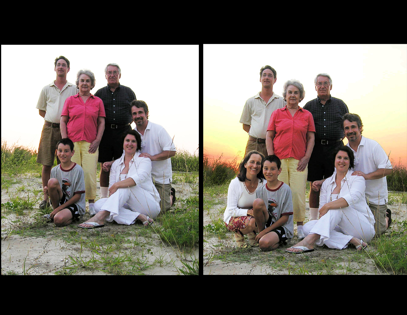 before and after photo Merged Images Missing family member in group photo
