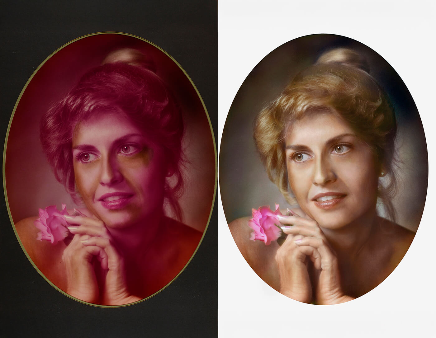 lady with flower color correction