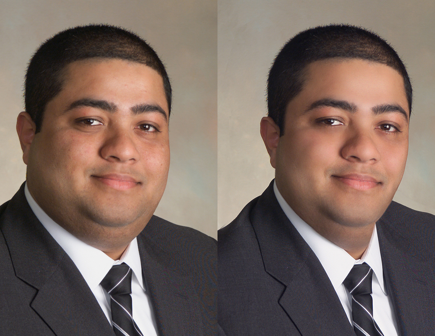 before and after photo retouch male to look thinner