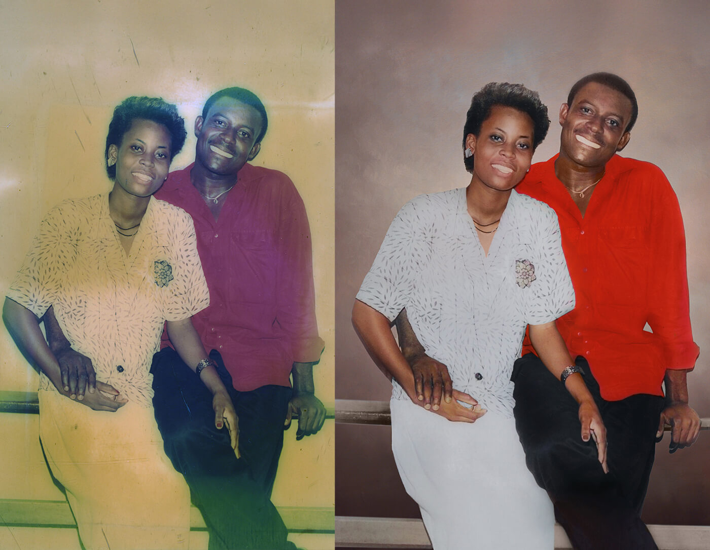 smiling couple color correction